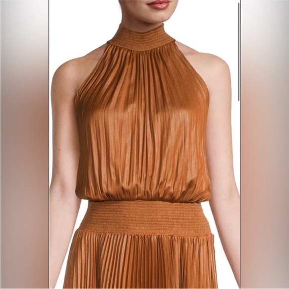 ELIE TAHARI NWT Pleated Blouson Midi Dress SZ M - Picture 2 of 8